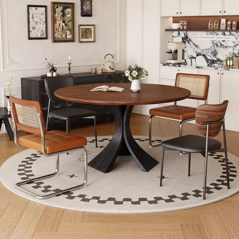 French antique retro ash round table dining table solid wood dining table and chair combination household simple small apartment
French antique retro ash round table dining table solid wood dining table and chair combination household simple small apartment