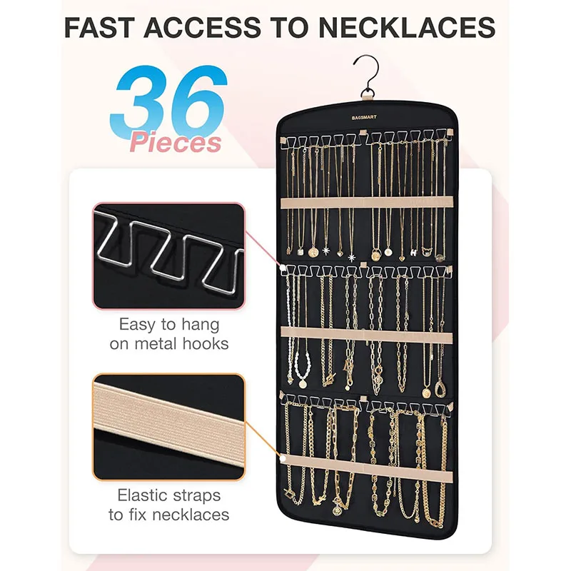 Hanging Jewelry Storage Bag Necklace Holder Anti-Tangle Earring Ring Hook with Pocket Can Be Hanged on Wardrobe Wall Door
Hanging Jewelry Storage Bag Necklace Holder Anti-Tangle Earring Ring Hook with Pocket Can Be Hanged on Wardrobe Wall Door
