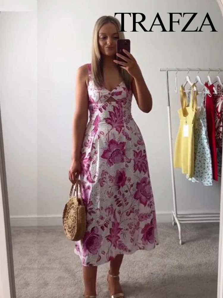 TRAFZA Women Summer Fashion V Neck Hollow Embroidered Print Sleeveless Dress Female Elegant Backless Sexy Slim Ankle Long Dress
TRAFZA Women Summer Fashion V Neck Hollow Embroidered Print Sleeveless Dress Female Elegant Backless Sexy Slim Ankle Long Dress