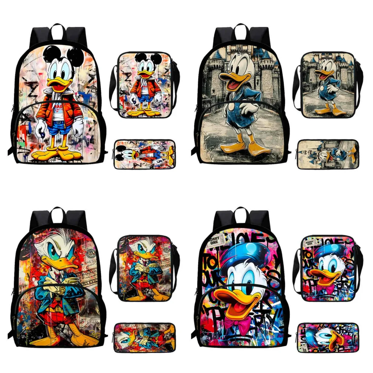 3Pcs Set Disney School Backpack with Front Pouch,Shoulder Bag ,Pencil Bag ,Cartoon Donald Duck School Bags for Boys Girls
3Pcs Set Disney School Backpack with Front Pouch,Shoulder Bag ,Pencil Bag ,Cartoon Donald Duck School Bags for Boys Girls