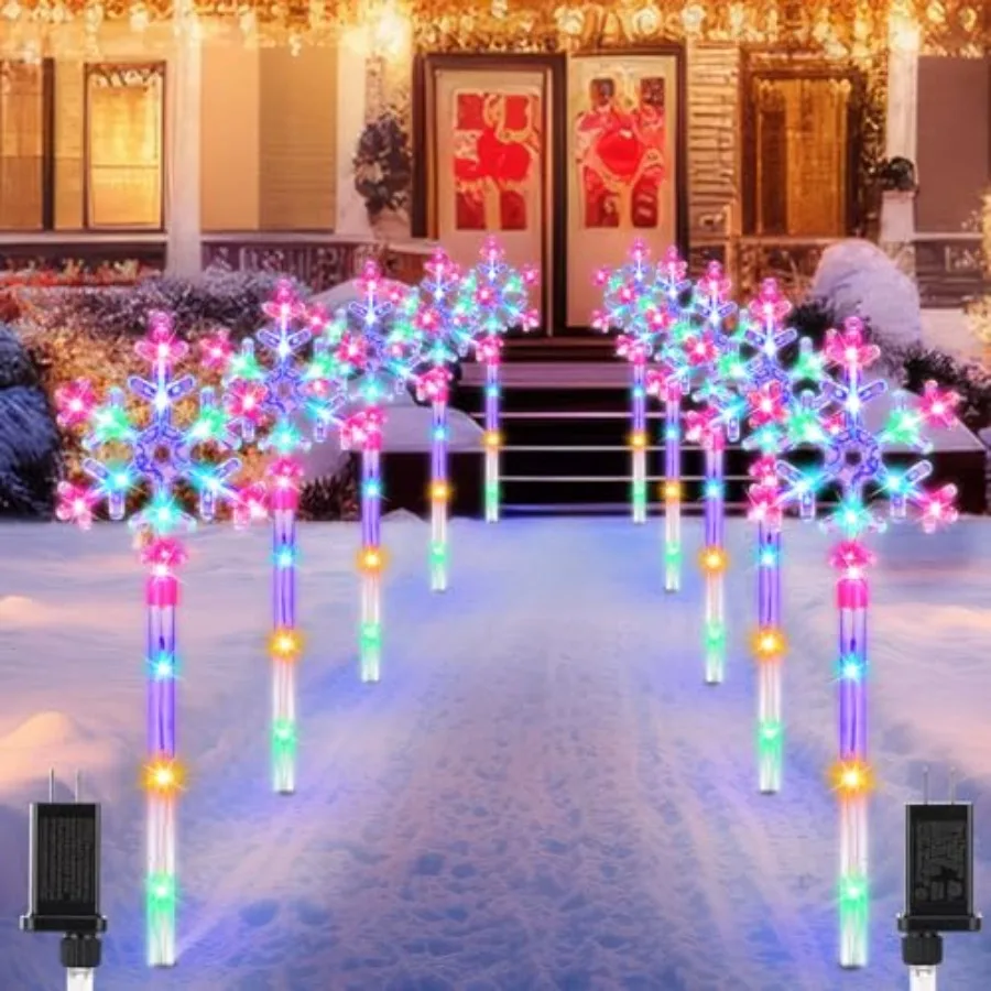 10 Pack Snowflake Christmas Lights for Pathway Markers Lights Outdoor 27'' Peppermint Snowflake Pathway Decorations with Bows f
10 Pack Snowflake Christmas Lights for Pathway Markers Lights Outdoor 27'' Peppermint Snowflake Pathway Decorations with Bows f