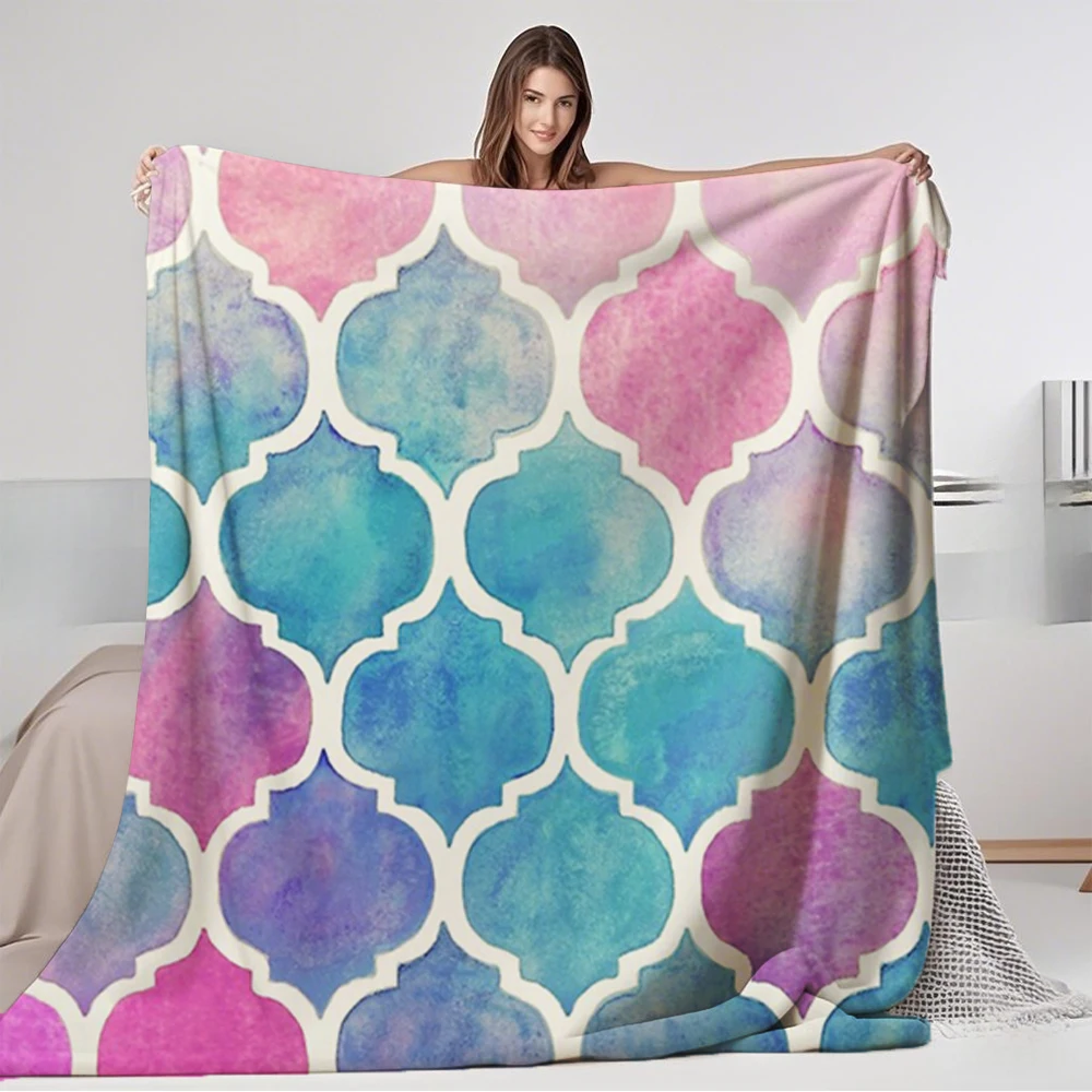Flannel Bed Blanket Sweet Rainbow Pastel Watercolor Moroccan Pattern With Chic Pattern Luxury Throw Bedcover Blankets
Flannel Bed Blanket Sweet Rainbow Pastel Watercolor Moroccan Pattern With Chic Pattern Luxury Throw Bedcover Blankets