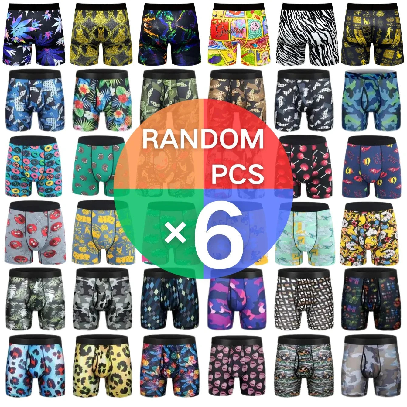 3/6 шт., мужские длинные боксеры с случайным принтом, сексуальное забавное нижнее белье для родителей и детей, модные шорты с принтом, повседневные шорты с эластичной резинкой на талии
3/6 шт., мужские длинные боксеры с случайным принтом, сексуальное забавное нижнее белье для родителей и детей, модные шорты с принтом, повседневные шорты с эластичной резинкой на талии