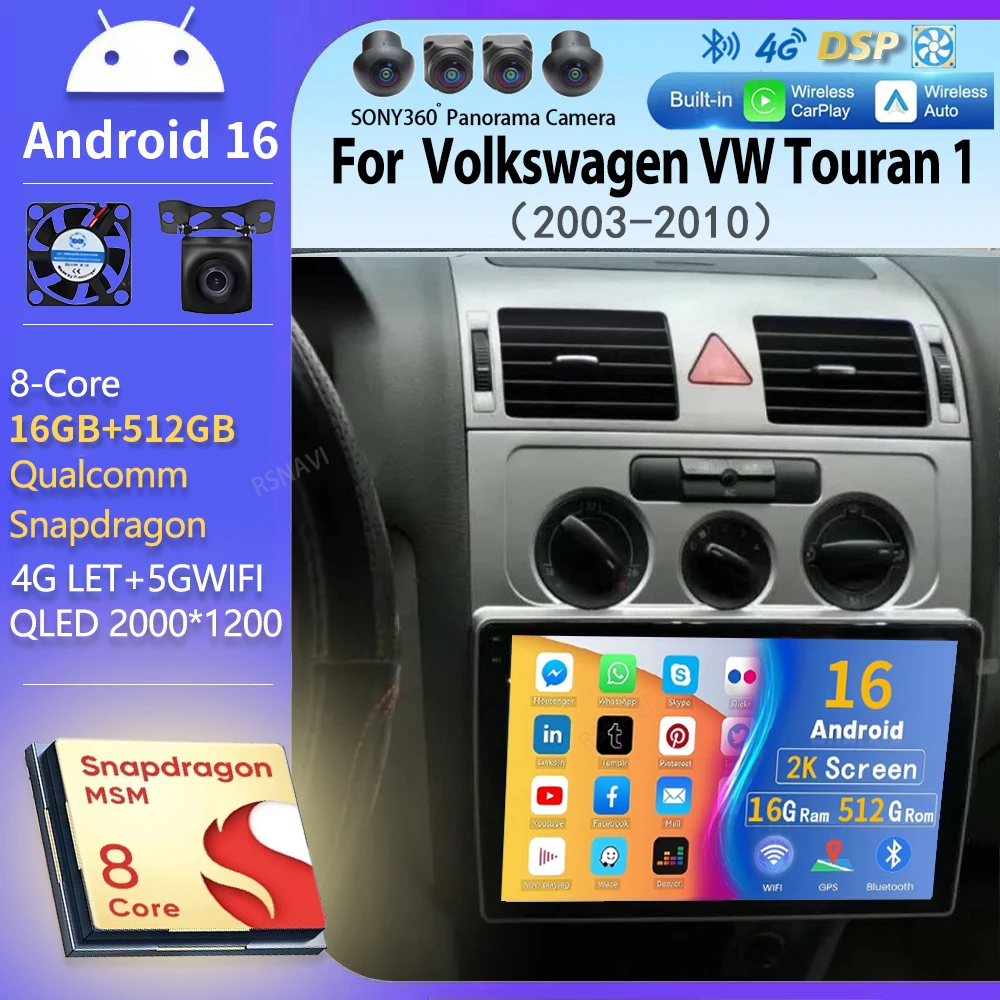 Android 16 wifi+4G Carplay Auto Car Radio For Volkswagen VW Touran 1 2003 - 2010 Navigation GPS Video Player Stereo Multimedia
Android 16 wifi+4G Carplay Auto Car Radio For Volkswagen VW Touran 1 2003 - 2010 Navigation GPS Video Player Stereo Multimedia