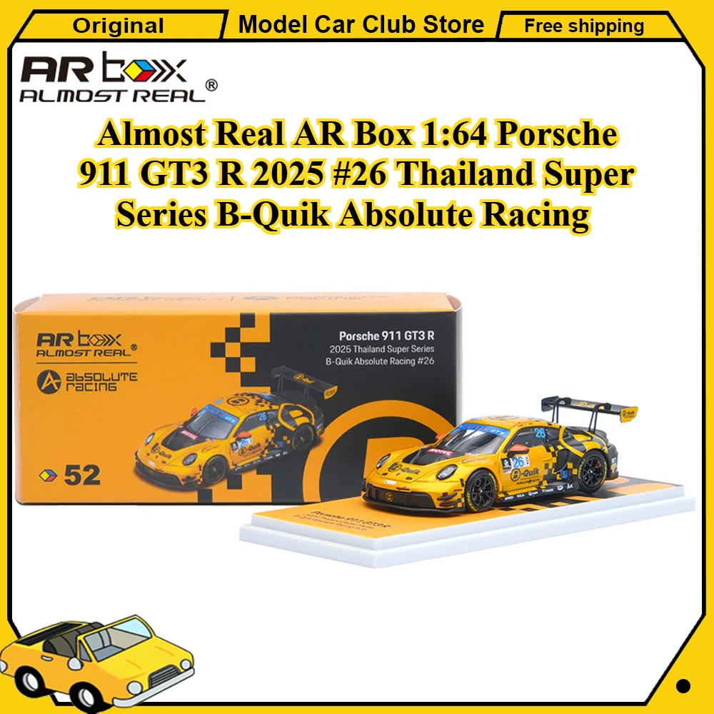 New Almost Real AR Box 1:64 Porsche 911 GT3 R 2025 #26 Thailand Super Series B-Quik Absolute Racing Alloy Car Model Diecast Toys
New Almost Real AR Box 1:64 Porsche 911 GT3 R 2025 #26 Thailand Super Series B-Quik Absolute Racing Alloy Car Model Diecast Toys