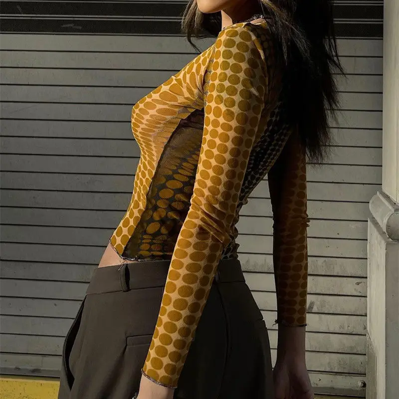 Crew Neck Slim Fit Yellow Top Graphic T-Shirt Women Polka Dot Print Long Sleeve Y2K Clothing Basic Crop Top 2024 Streetwear
Crew Neck Slim Fit Yellow Top Graphic T-Shirt Women Polka Dot Print Long Sleeve Y2K Clothing Basic Crop Top 2024 Streetwear
