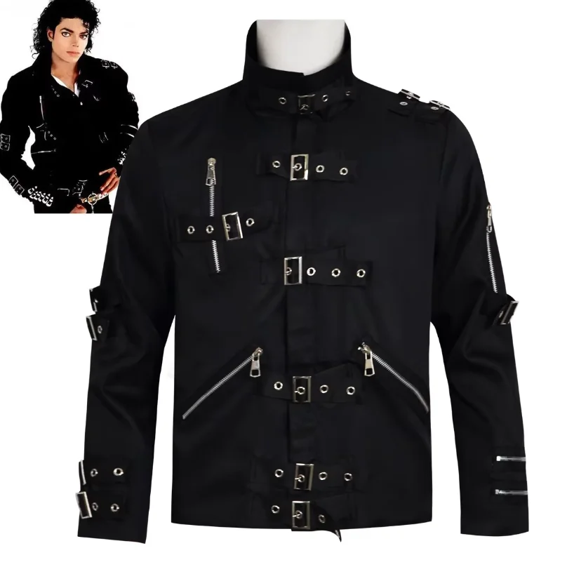 Michael Jackson cosplay Costume BAD Punk Jacket Black Slim BAD Jacket Costume Clothing for Man Adore Stars Impersonator
Michael Jackson cosplay Costume BAD Punk Jacket Black Slim BAD Jacket Costume Clothing for Man Adore Stars Impersonator