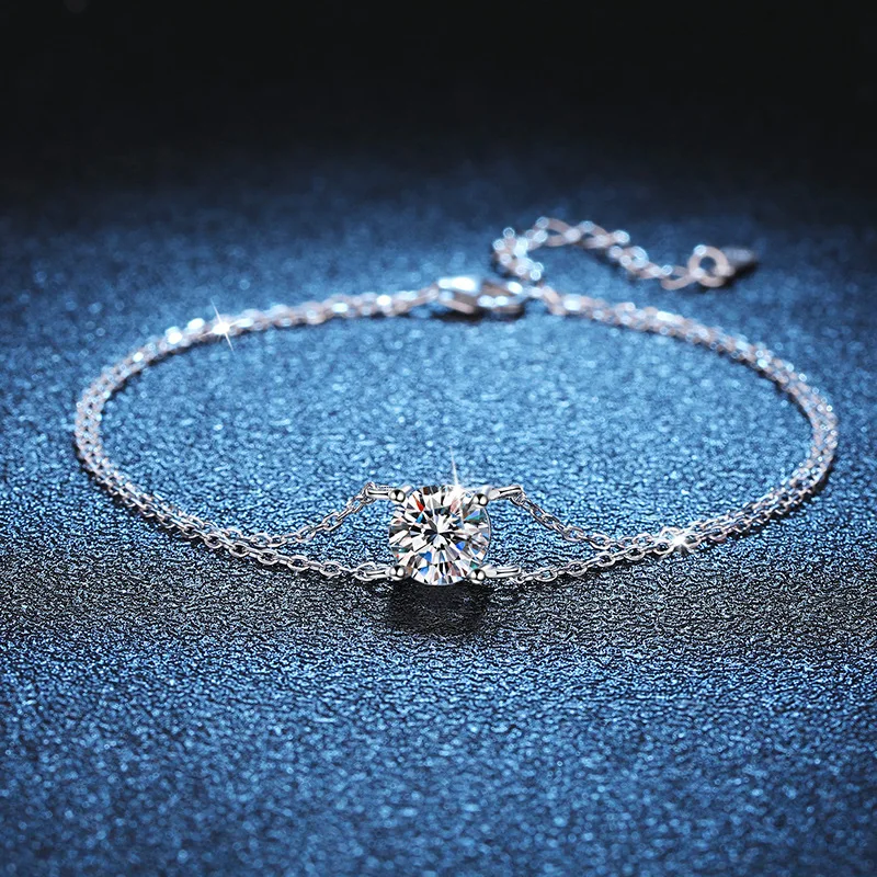 D-color moissanite bracelet for women, double-layer 18K gold inlaid with 1-carat moissanite bracelet, platinum PT950 imprint
D-color moissanite bracelet for women, double-layer 18K gold inlaid with 1-carat moissanite bracelet, platinum PT950 imprint