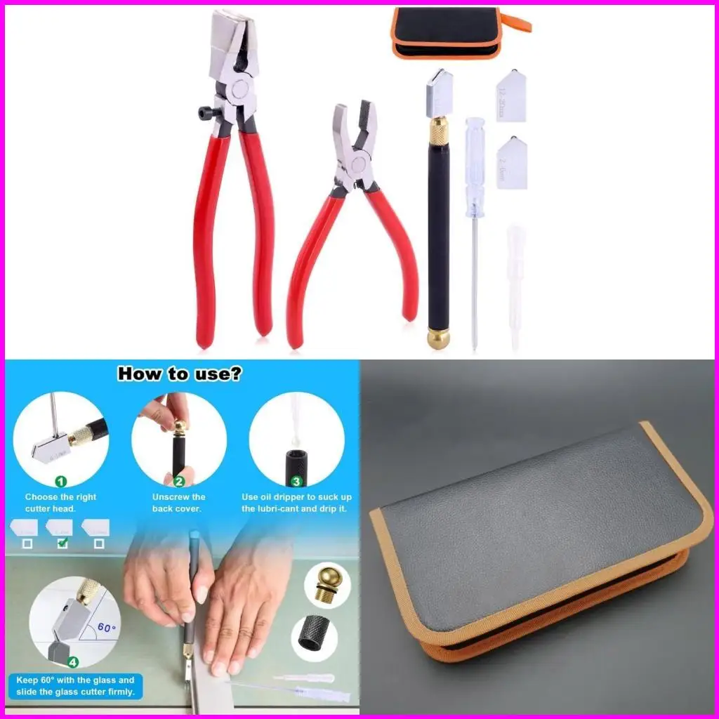 Glass Cutting Tool Set Glass Nipper Glass Running Plier for Stained Glass 
Glass Cutting Tool Set Glass Nipper Glass Running Plier for Stained Glass