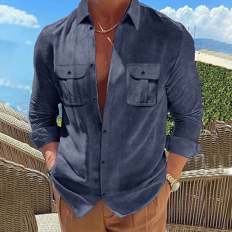 Autumn Men's Corduroy Shirt Casual Lapel Single-breasted Long Sleeve Cardigan Tops for Men Street Men's Solid Color Pocket Shirt
Autumn Men's Corduroy Shirt Casual Lapel Single-breasted Long Sleeve Cardigan Tops for Men Street Men's Solid Color Pocket Shirt