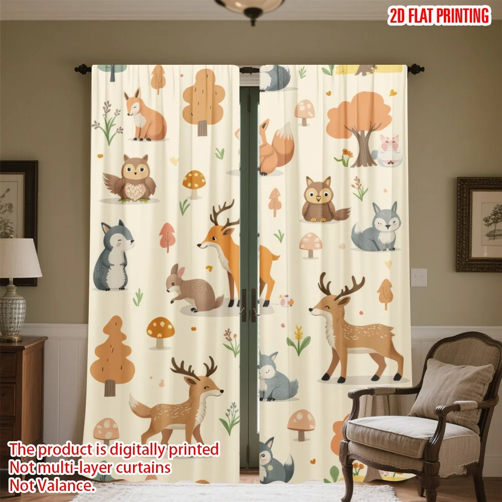 2D flat printing 2pcs Scene Curtains Cute Forest Animals Digital Printed Polyester Drapes Festive Holiday Use for Oversized
2D flat printing 2pcs Scene Curtains Cute Forest Animals Digital Printed Polyester Drapes Festive Holiday Use for Oversized
