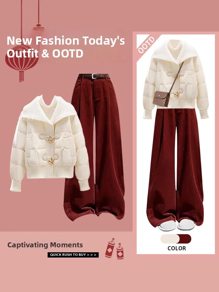 Красный вязаный хлопковый джет с роговицами и прямыми брюками, модный женский комплект зимы 2025 года, Новое поступление
Красный вязаный хлопковый джет с роговицами и прямыми брюками, модный женский комплект зимы 2025 года, Новое поступление