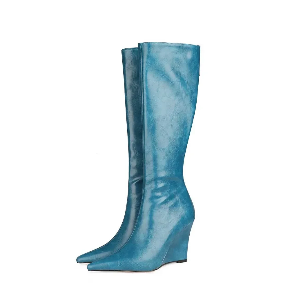 Solid Wedges Middle-high Boots Pointed Toe Chunky Super High Heel Sexy Fashion Show Large Size Autumn Winter Slip-on Women Shoes
Solid Wedges Middle-high Boots Pointed Toe Chunky Super High Heel Sexy Fashion Show Large Size Autumn Winter Slip-on Women Shoes