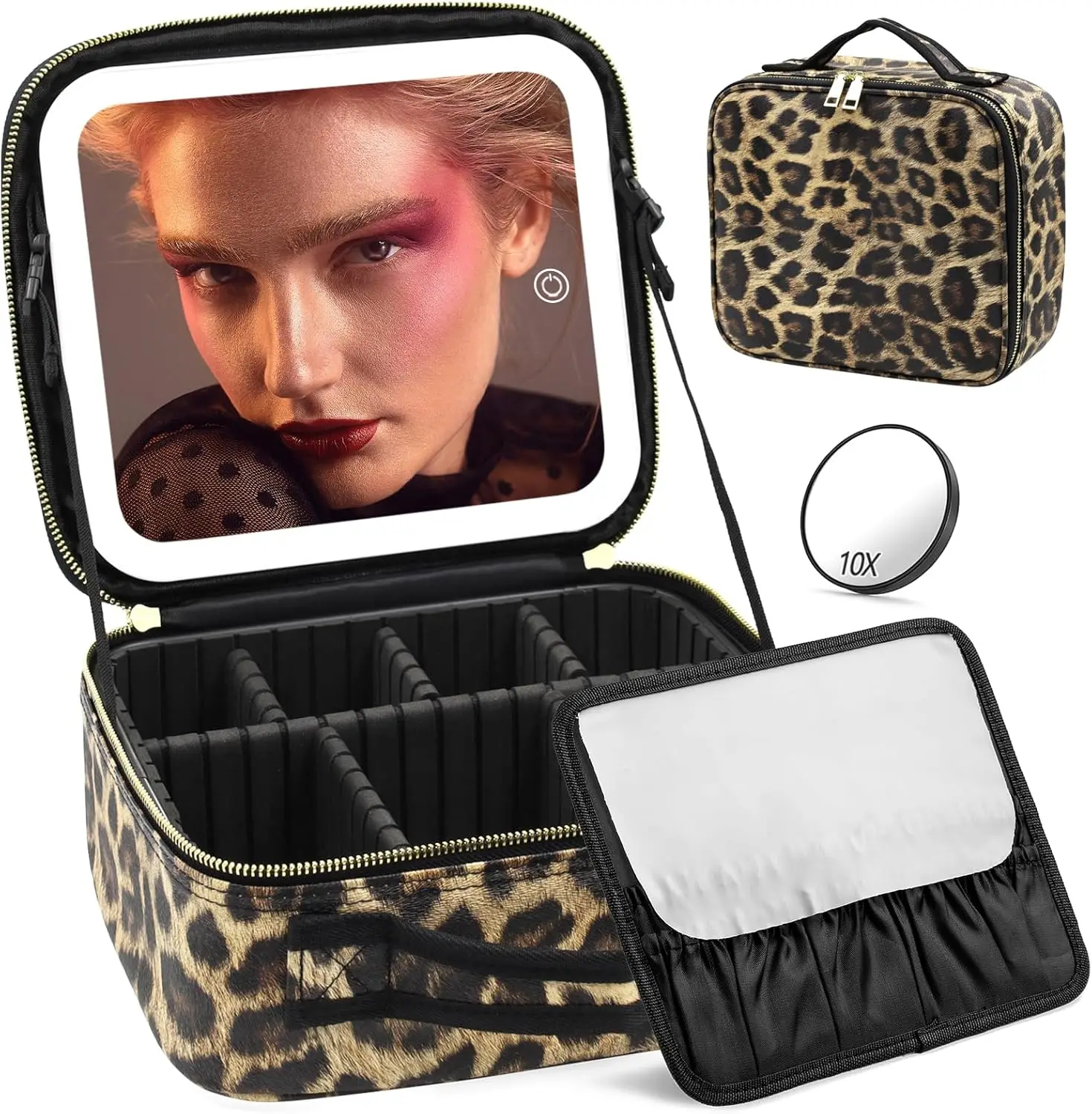 Lighted Makeup Bag with Mirror, Travel Cosmetic Organizer 3 Color Adjustable Brightness, Portable Train Case for Women
Lighted Makeup Bag with Mirror, Travel Cosmetic Organizer 3 Color Adjustable Brightness, Portable Train Case for Women
