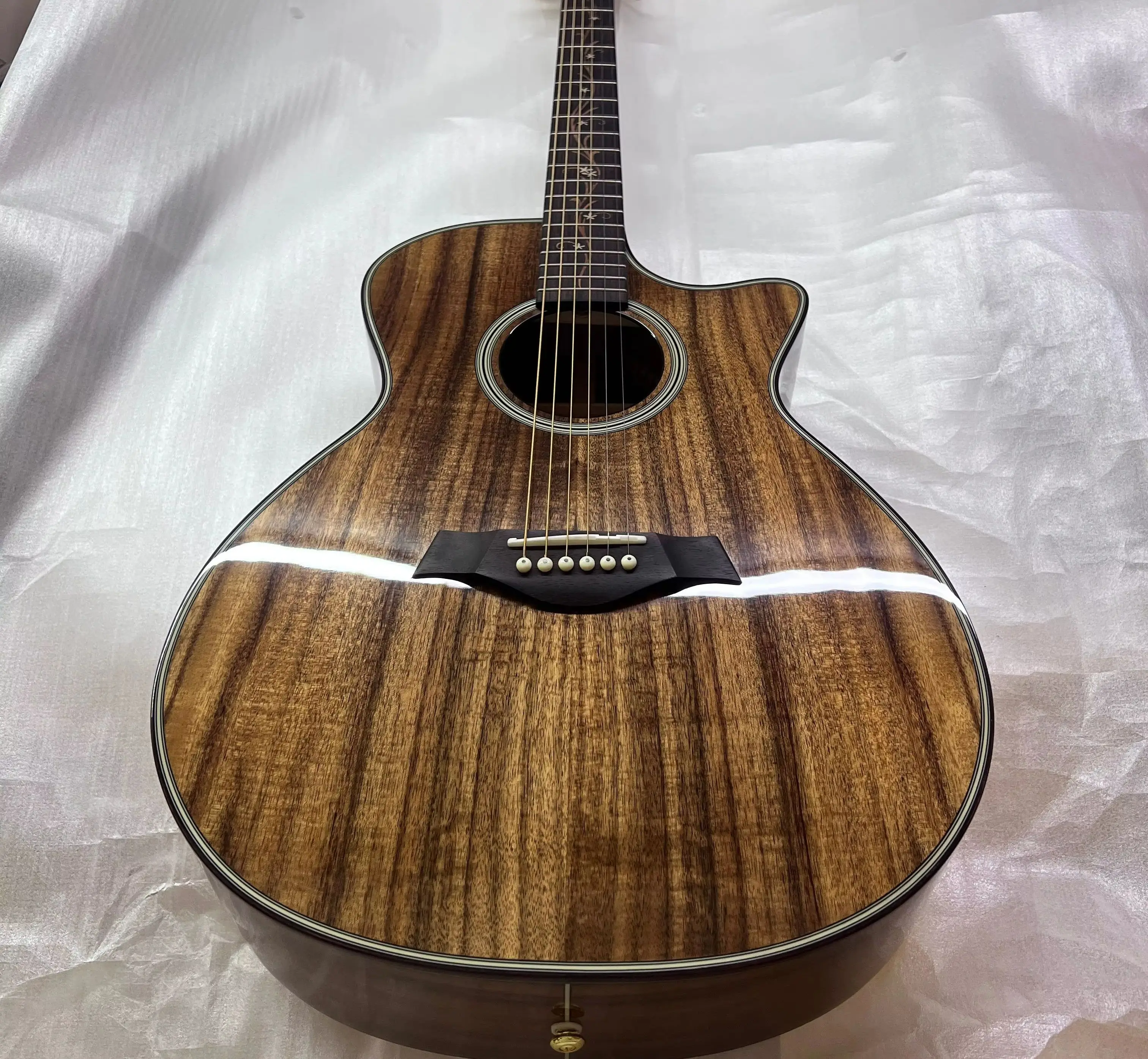 All Koa Wood Acoustic Guitar Dark Brown Natural Wood Color Solid Top Bone Nut & Saddle, Rosewood Fretboard Flower Inlays 20
All Koa Wood Acoustic Guitar Dark Brown Natural Wood Color Solid Top Bone Nut & Saddle, Rosewood Fretboard Flower Inlays 20
