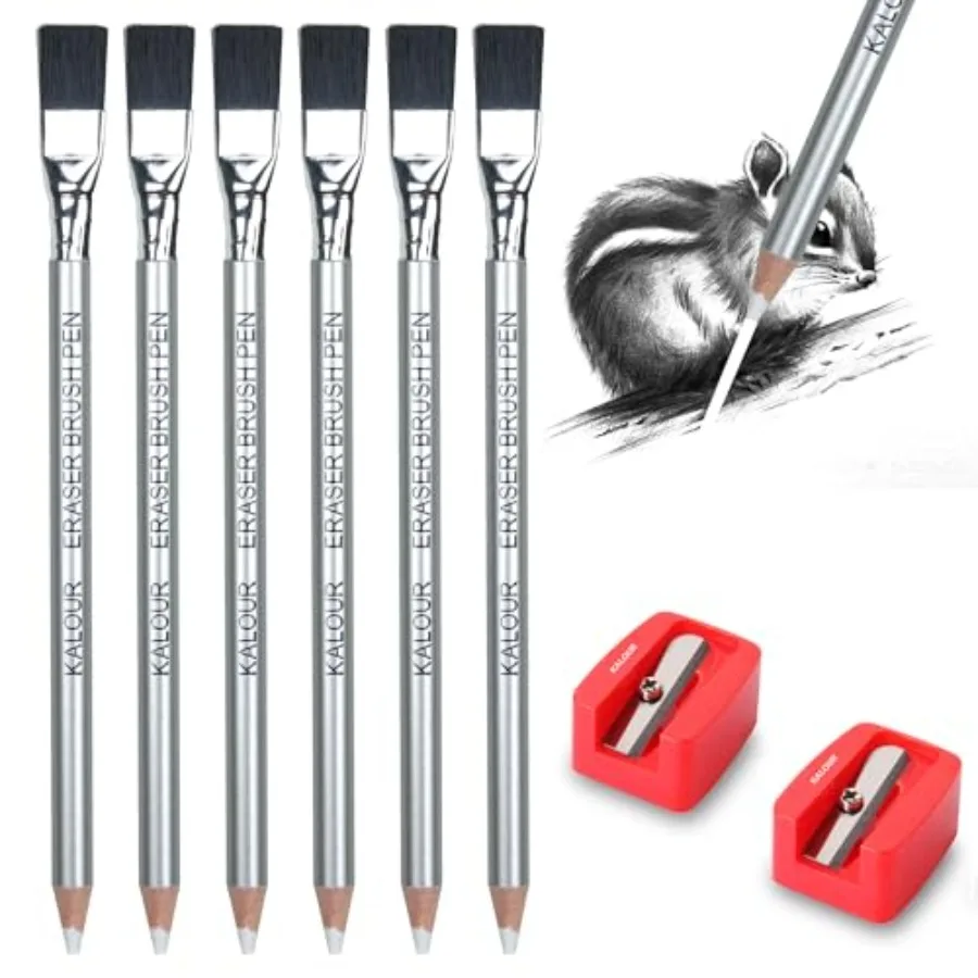 Detail Eraser Pencil - 6pc Pencils with Brush and 2pc Sharpener, Erasing Small Details or add Highlights for Sketching, Charcoa
Detail Eraser Pencil - 6pc Pencils with Brush and 2pc Sharpener, Erasing Small Details or add Highlights for Sketching, Charcoa