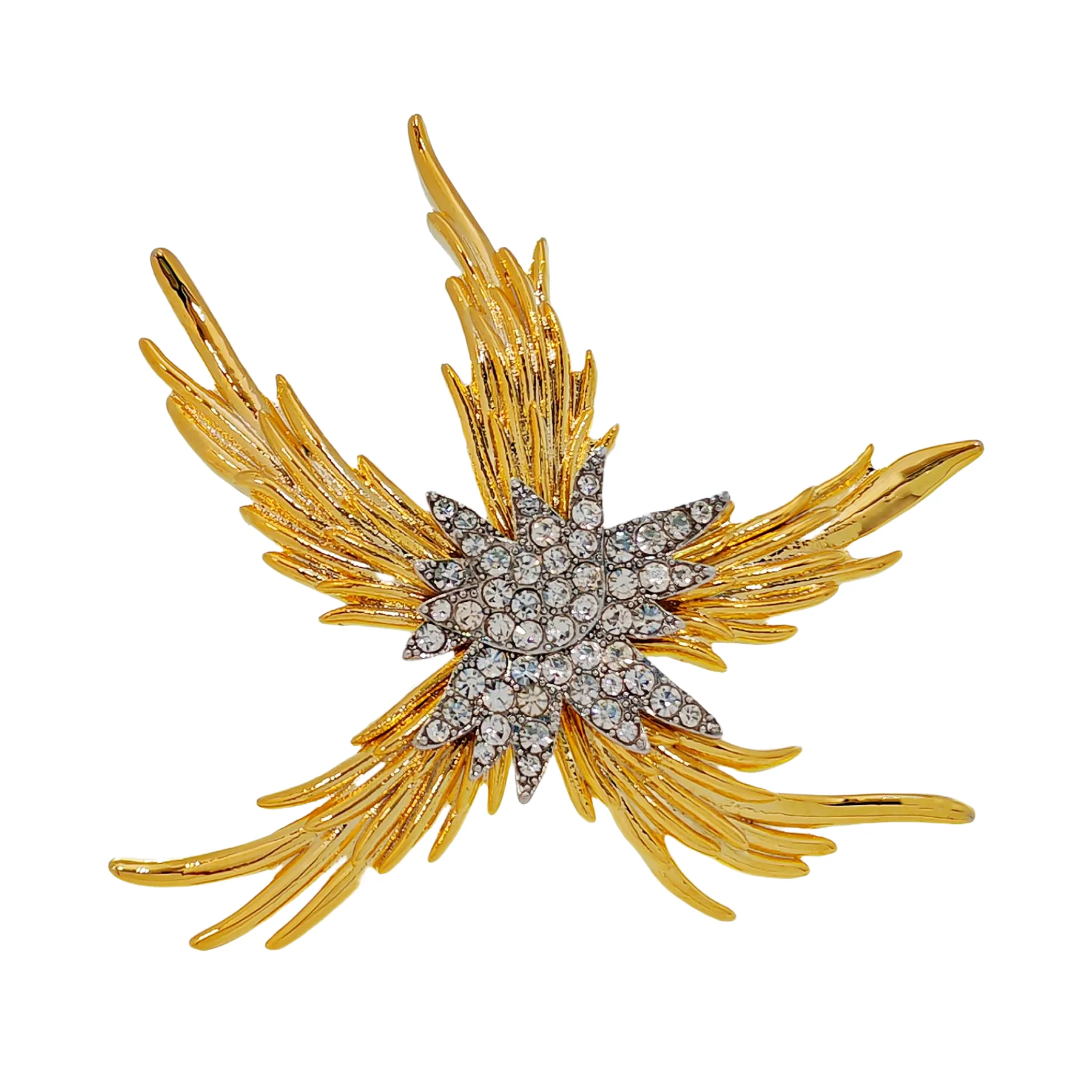 Glamorous Gold - toned Starburst Brooch with Crystal Embellishments
Glamorous Gold - toned Starburst Brooch with Crystal Embellishments