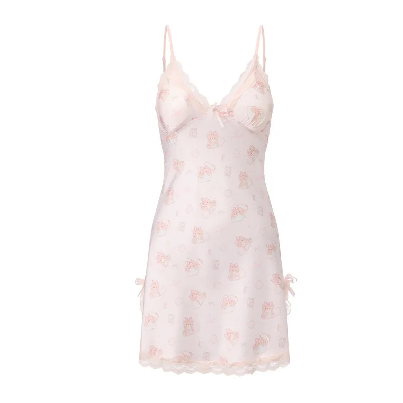 Sexy Lingerie Babydoll Slips Gown Satin Lace Print Bear Removable Pads Push Up Split Set Negligee Peignoir Nightdress Hot Women
Sexy Lingerie Babydoll Slips Gown Satin Lace Print Bear Removable Pads Push Up Split Set Negligee Peignoir Nightdress Hot Women
