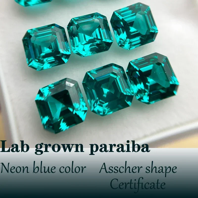 Asscher Shape VVS1 Lab Grown Paraiba Neon Blue Color for DIY Jewelry Making Materials Charms Stone with Certificate Wholesale
Asscher Shape VVS1 Lab Grown Paraiba Neon Blue Color for DIY Jewelry Making Materials Charms Stone with Certificate Wholesale