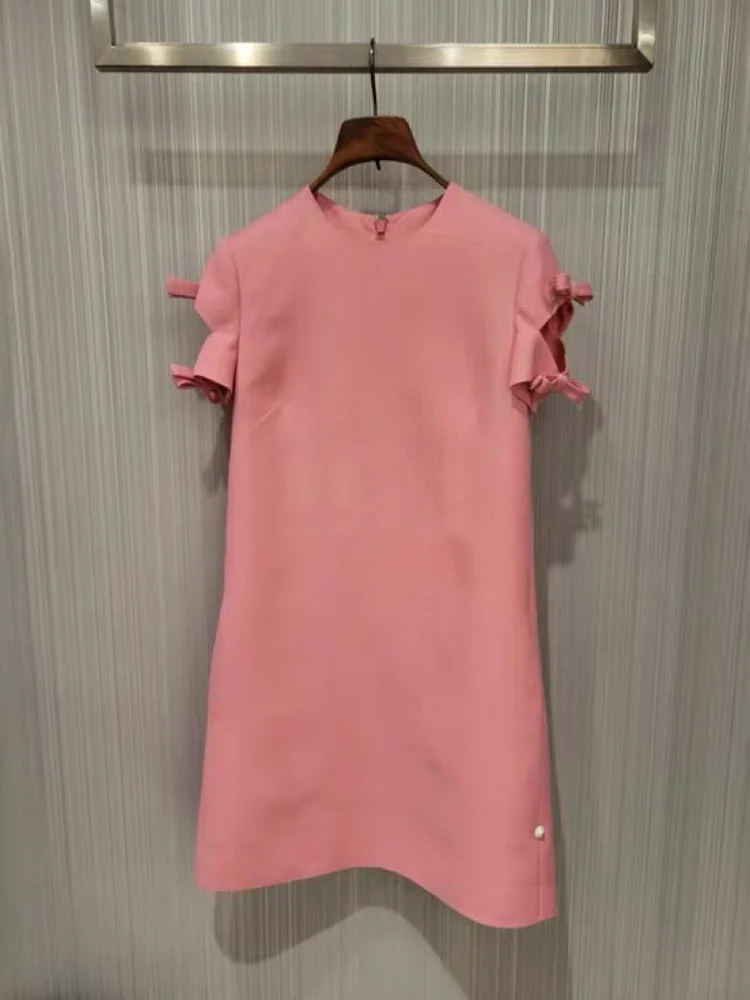 New 2023 Women's Pink A-Line Short-Sleeve Dress with Knot Design Fashionable Elegant Dress for Ladies
New 2023 Women's Pink A-Line Short-Sleeve Dress with Knot Design Fashionable Elegant Dress for Ladies