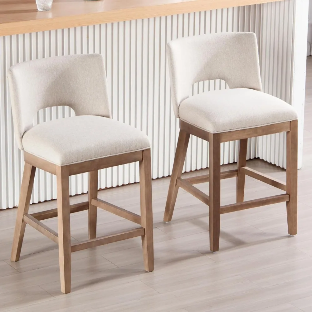 Linen Bar Stools Set of 2, 26" Farmhouse Counter Height Barstools, Upholstered Barstools with Open Back for Kitchen Island/Home
Linen Bar Stools Set of 2, 26" Farmhouse Counter Height Barstools, Upholstered Barstools with Open Back for Kitchen Island/Home
