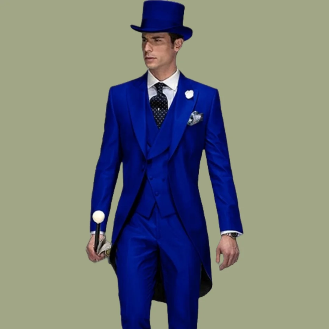 Royal blue3 Pieces Italian Gentleman Style Wedding Man Long Tail Coat Groom Prom Tuxedos Formal Mens Suits (Jacket +Pants +Vest)
Royal blue3 Pieces Italian Gentleman Style Wedding Man Long Tail Coat Groom Prom Tuxedos Formal Mens Suits (Jacket +Pants +Vest)