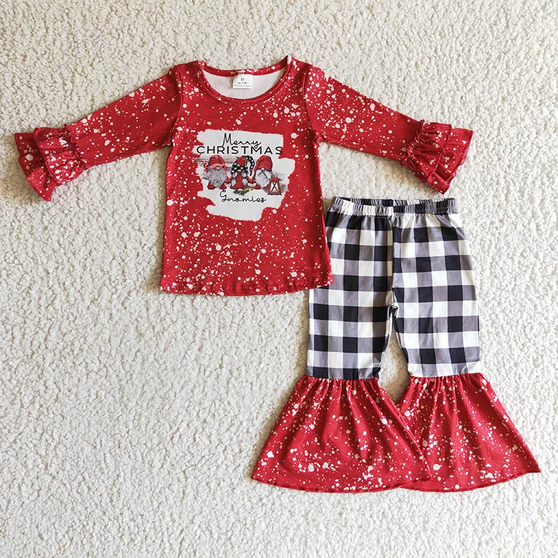 Wholesale Toddler Merry Christmas Set Red Ruffle Long Sleeve Santa Shirt Children Baby Girl Plaid Bell Bottom Pants Outfit
Wholesale Toddler Merry Christmas Set Red Ruffle Long Sleeve Santa Shirt Children Baby Girl Plaid Bell Bottom Pants Outfit