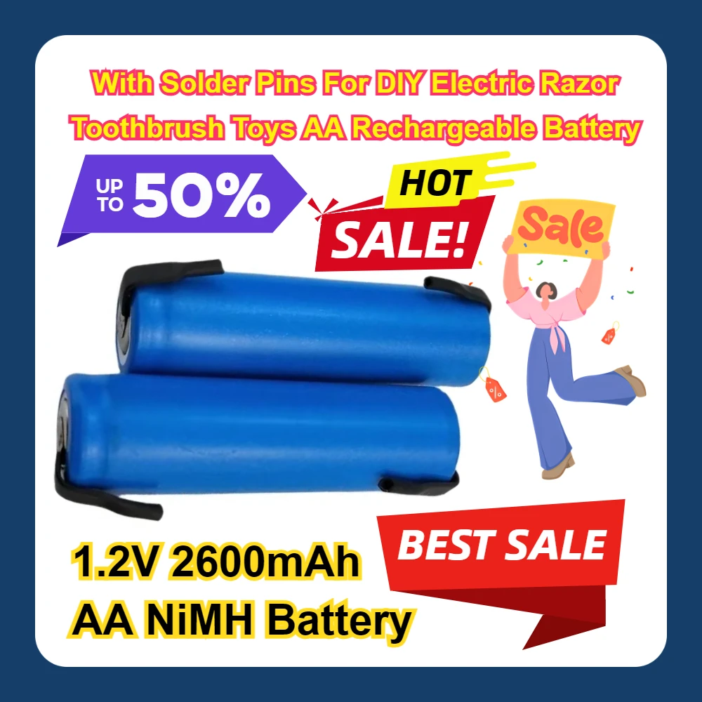 10-20pcs With Solder Pins For DIY Electric Razor Toothbrush Toys AA Rechargeable Battery 1.2V 2600mAh AA NiMH Battery
10-20pcs With Solder Pins For DIY Electric Razor Toothbrush Toys AA Rechargeable Battery 1.2V 2600mAh AA NiMH Battery