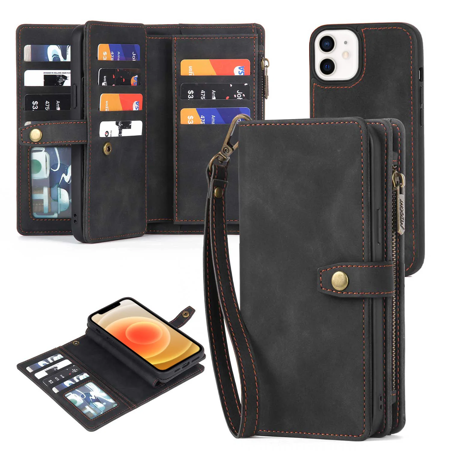 Zipper leather wallet case for Apple iPhone 12 pro, magnetic buckle, closed, shockproof, phone case for Apple iPhone 12 pro
Zipper leather wallet case for Apple iPhone 12 pro, magnetic buckle, closed, shockproof, phone case for Apple iPhone 12 pro