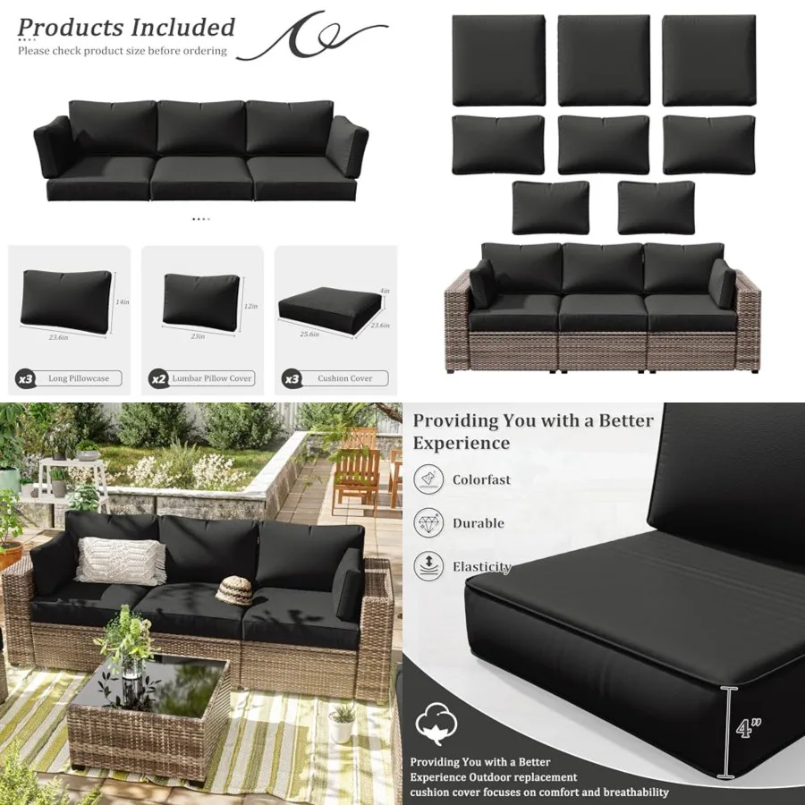 8p Outdoor Cushion Slipcovers Outdoor Patio Cushions Covers Replacement Waterproof with Zipper for 3-Seat Rattan Sofa Patio Fur
8p Outdoor Cushion Slipcovers Outdoor Patio Cushions Covers Replacement Waterproof with Zipper for 3-Seat Rattan Sofa Patio Fur