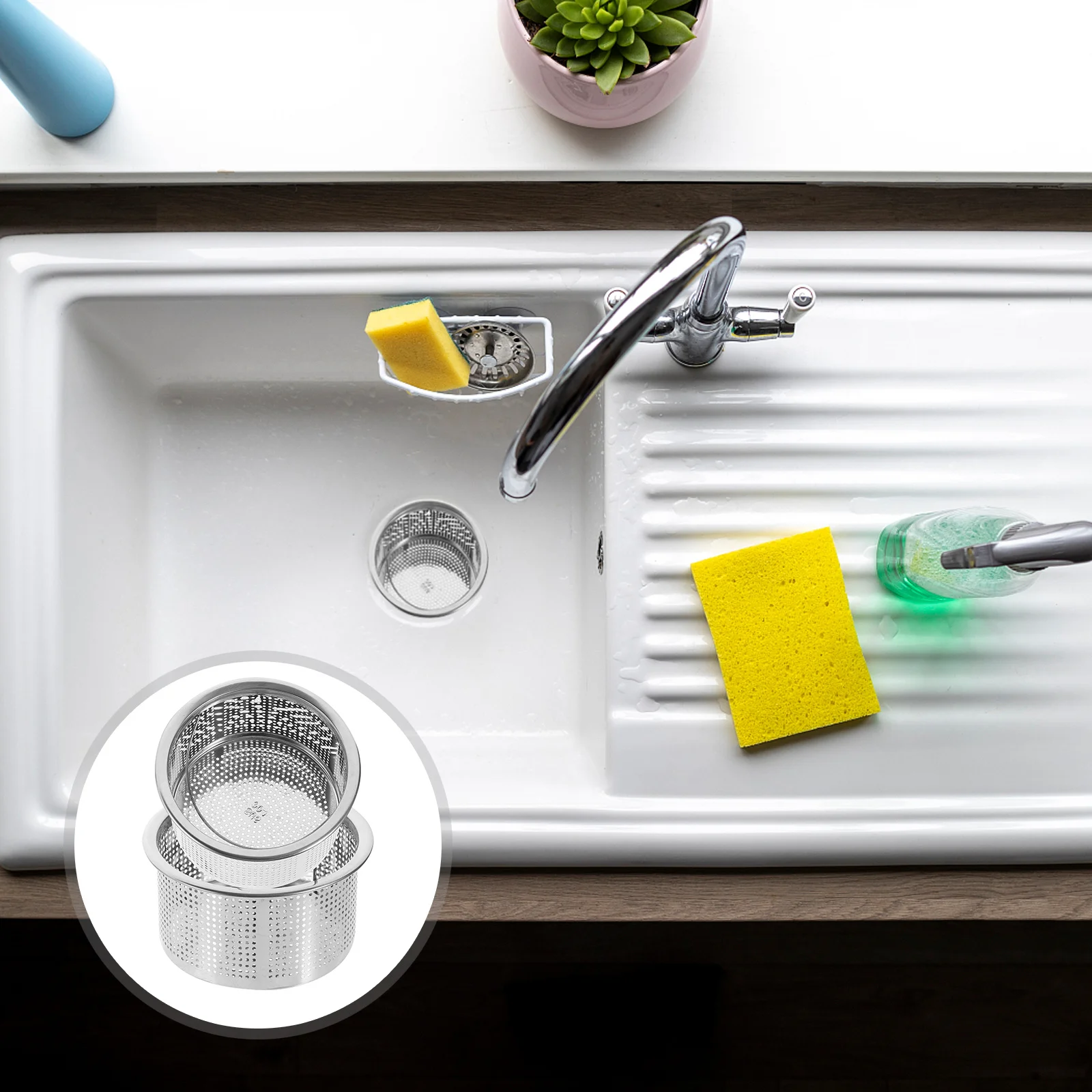 2pcs Kitchen Sink Strainers Stainless Steel Basket Strainer For Sink Drain Filter Smooth Edge Dishwasher Safe Multi-Use Bathroom 
2pcs Kitchen Sink Strainers Stainless Steel Basket Strainer For Sink Drain Filter Smooth Edge Dishwasher Safe Multi-Use Bathroom