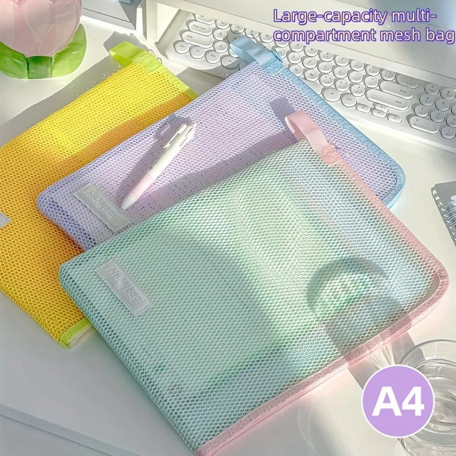 1pc multi-functional large-capacity L-shaped file bag, mesh durable handbag, convenient stationery and office storage
1pc multi-functional large-capacity L-shaped file bag, mesh durable handbag, convenient stationery and office storage