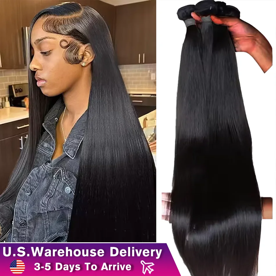 40-дюймовый прямой пучок человеческих волос 100% необработанные необработанные волосы Remy 3 4 пучка бразильского наращивания с двойным утком 
40-дюймовый прямой пучок человеческих волос 100% необработанные необработанные волосы Remy 3 4 пучка бразильского наращивания с двойным утком