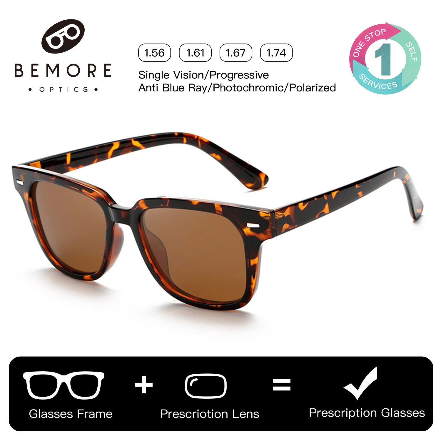 BEMORE Square Prescription Sun Glasses Unisex Acetate Progressive Women Men's Polarized UV400 Sunscreen Sunglasses
BEMORE Square Prescription Sun Glasses Unisex Acetate Progressive Women Men's Polarized UV400 Sunscreen Sunglasses