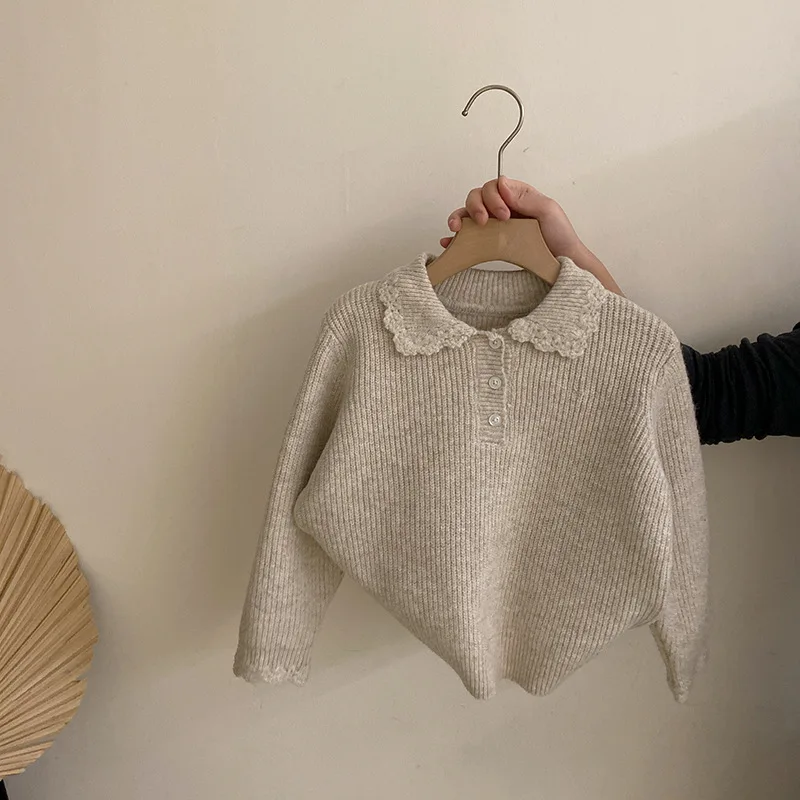Girls Korean Style Childrens Clothing Spring and Autumn New Lace Collar Sweater Fashionable Solid Color Trendy
Girls Korean Style Childrens Clothing Spring and Autumn New Lace Collar Sweater Fashionable Solid Color Trendy