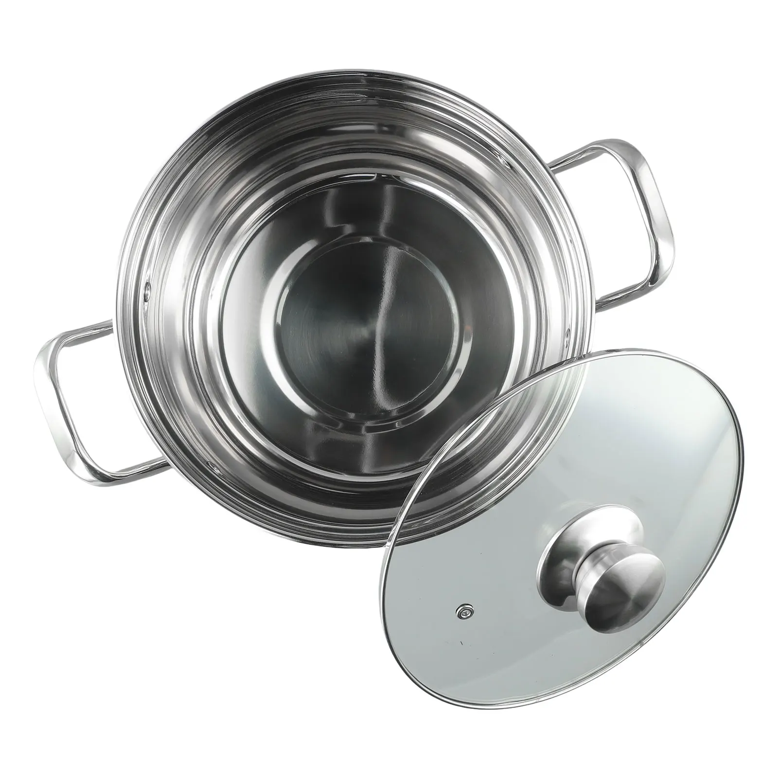 24CM Stainless Steel Induction Base Soup Pot With Glass Lid For Gas Induction Halogen Cooktops Cooking Soups Accessories
24CM Stainless Steel Induction Base Soup Pot With Glass Lid For Gas Induction Halogen Cooktops Cooking Soups Accessories