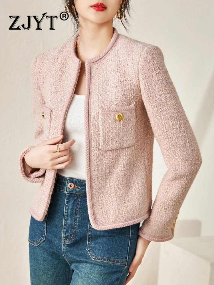 ZJYT Autumn Winter Tweed Woolen Jacket for Women Ropa De Mujer 2023 Fashion Coat O Neck Long Sleeve Thick Outerwear Veste Femme
ZJYT Autumn Winter Tweed Woolen Jacket for Women Ropa De Mujer 2023 Fashion Coat O Neck Long Sleeve Thick Outerwear Veste Femme