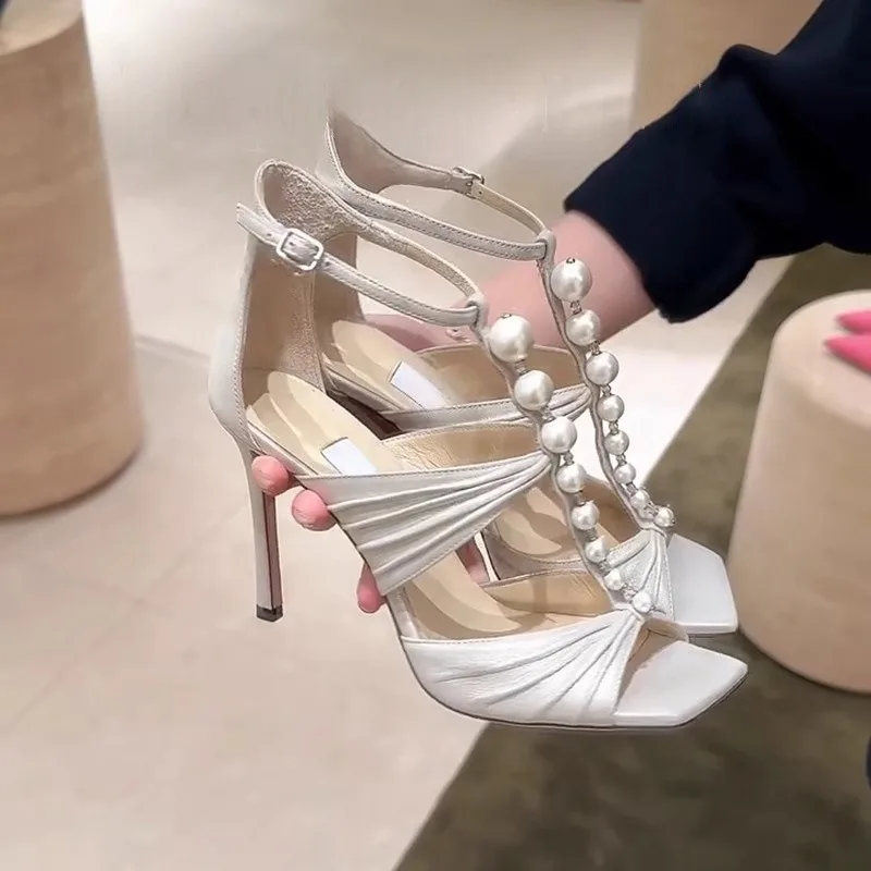 Women High Heels New Pearl Square Toe Sandals Designer Shoes for Woman Fashion Banquet Shoe High Heel Sandals Sandalias De Mujer
Women High Heels New Pearl Square Toe Sandals Designer Shoes for Woman Fashion Banquet Shoe High Heel Sandals Sandalias De Mujer