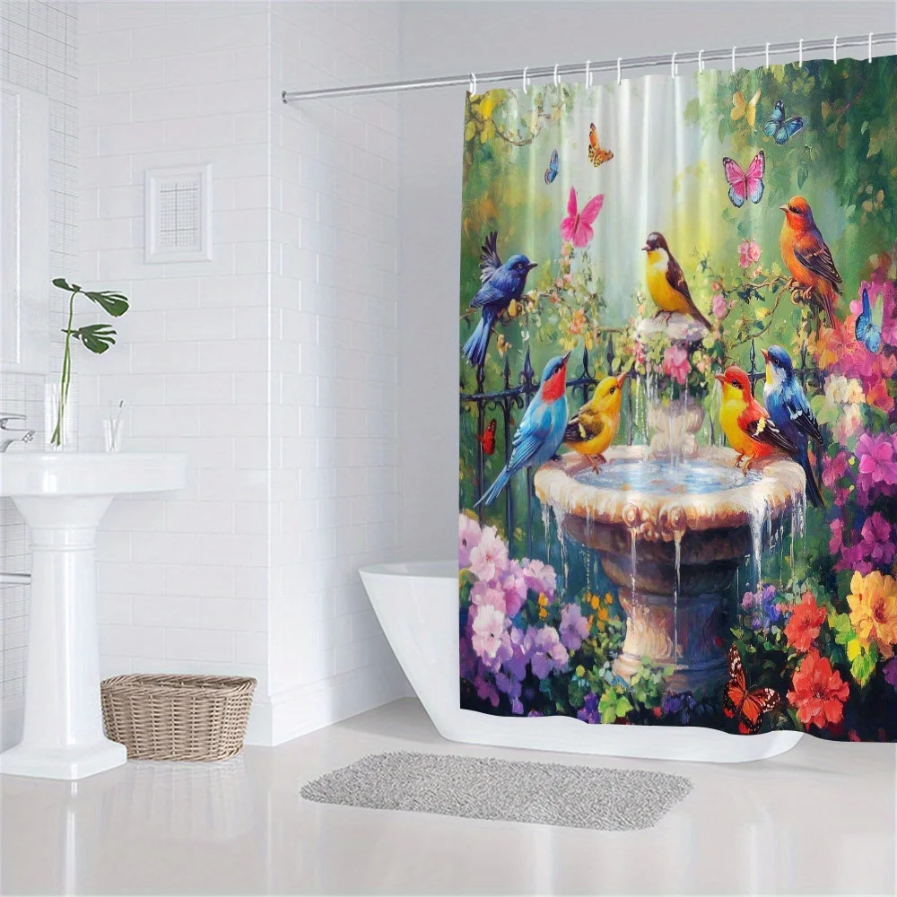Garden Shower Curtain 180x180cm – Rustic Fountain with Birds & Butterflies, Floral Bathroom Decor, 12 Hooks
Garden Shower Curtain 180x180cm – Rustic Fountain with Birds & Butterflies, Floral Bathroom Decor, 12 Hooks