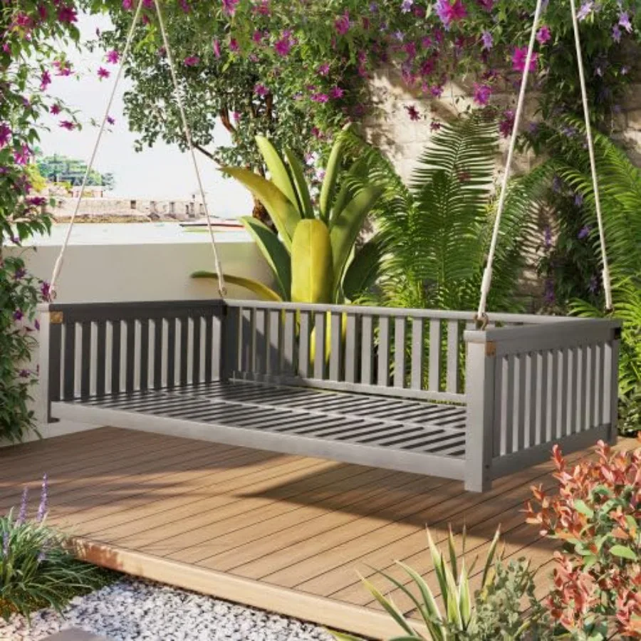 Porch Daybed Swing Outdoor Wooden Swing Bench, Patio Hanging Swing Chair Swinging Bed for Garden, Backyard, Deck, Grey
Porch Daybed Swing Outdoor Wooden Swing Bench, Patio Hanging Swing Chair Swinging Bed for Garden, Backyard, Deck, Grey