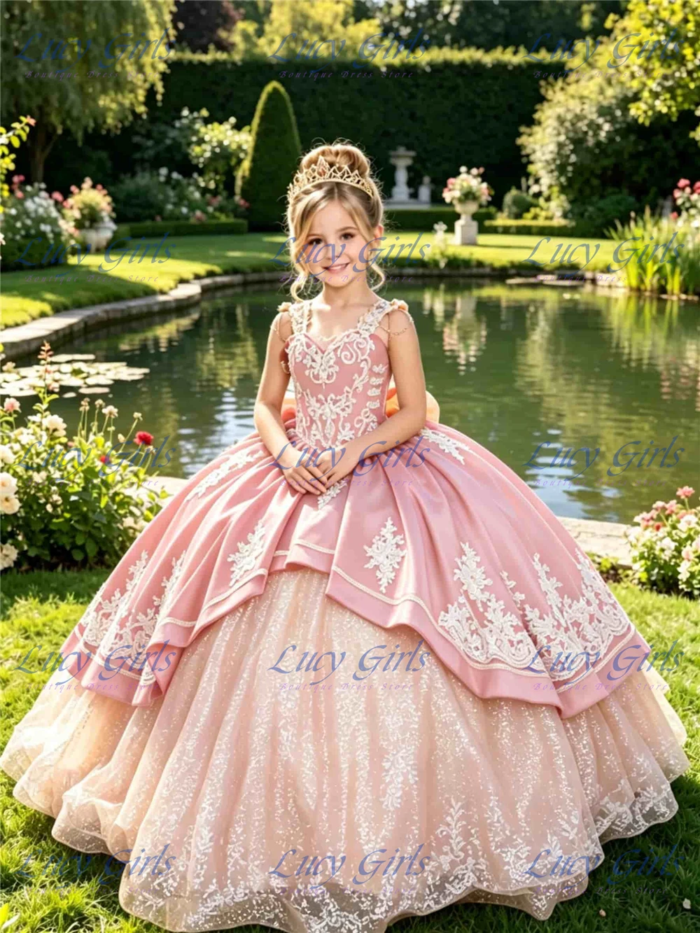 Quality Pink Flower Girl Dress Sequin Applique Gold Lace Pageant Dresses for Girls with Bow Off Shoulder First Communion Dresses
Quality Pink Flower Girl Dress Sequin Applique Gold Lace Pageant Dresses for Girls with Bow Off Shoulder First Communion Dresses