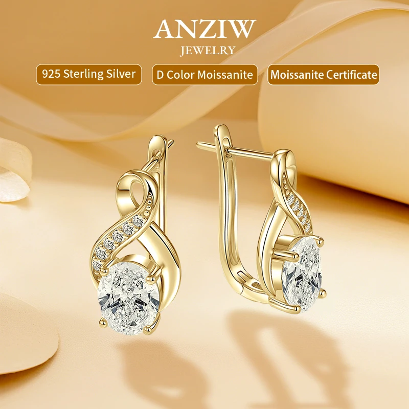 Anziw Real 2.0CT OIva Moissanite Drop Infinite Earrings for Women 925 Silver Hoop Clip Earrings Wedding Engagement Fine Jewelry
Anziw Real 2.0CT OIva Moissanite Drop Infinite Earrings for Women 925 Silver Hoop Clip Earrings Wedding Engagement Fine Jewelry