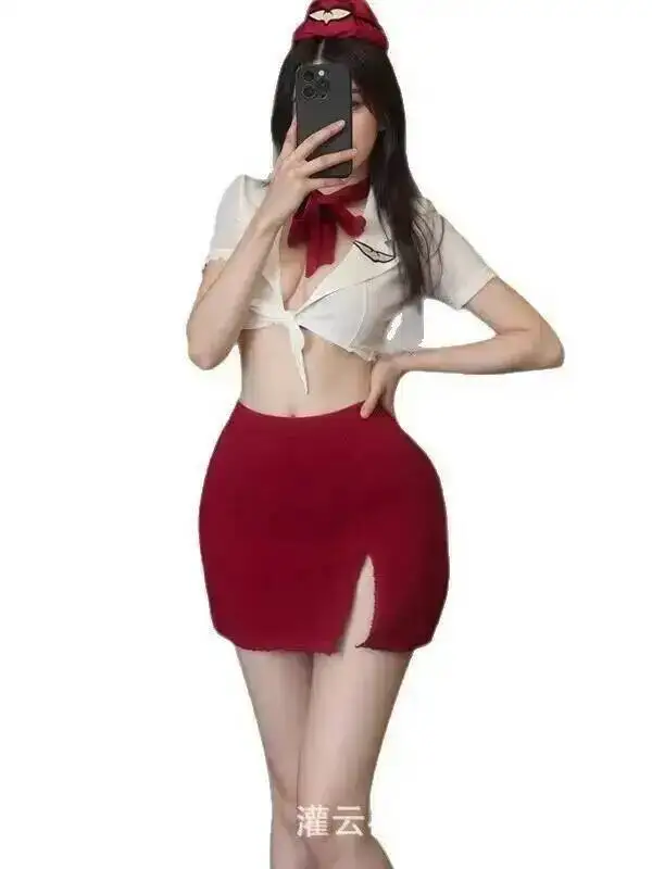 Nightclub Wear For Woman Sexy Pure Desire Skirt Sets Stewardess Costume Sexy Deep V Short Sleeved Skirt Sets Charming RJAP
Nightclub Wear For Woman Sexy Pure Desire Skirt Sets Stewardess Costume Sexy Deep V Short Sleeved Skirt Sets Charming RJAP