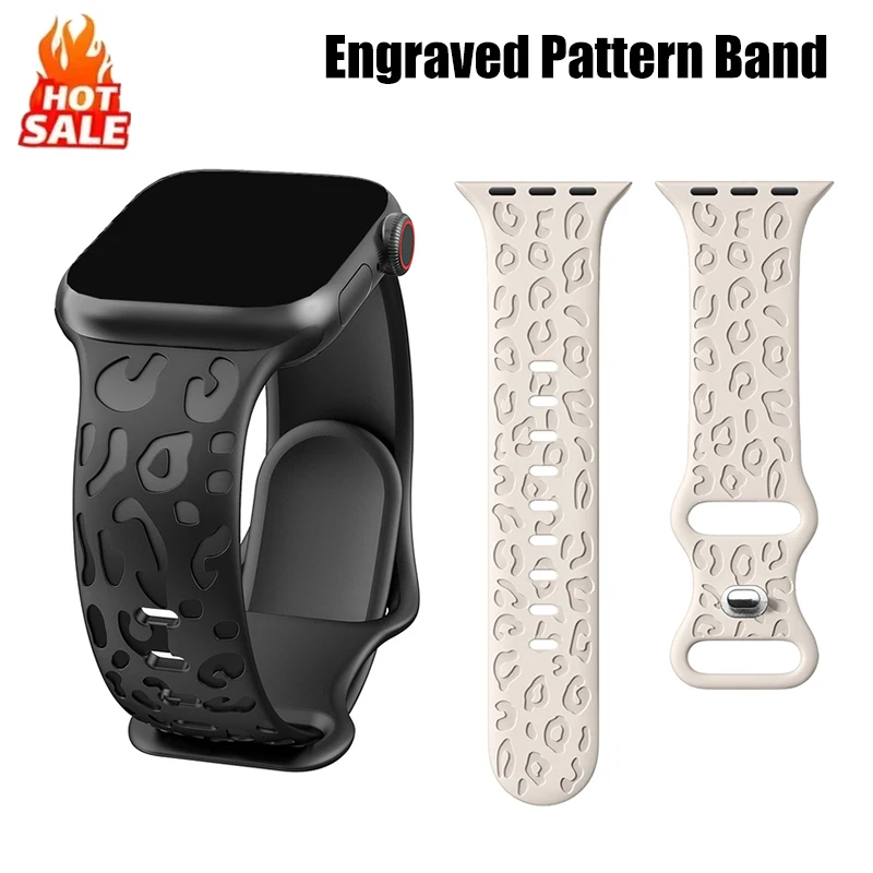 Engraved Leopard Straps For Apple Watch Band ultra 2 49mm 46-44-45mm 42-41mm 40mm Silicone bracelet for Series 10 8 9 7 se 6 5 4
Engraved Leopard Straps For Apple Watch Band ultra 2 49mm 46-44-45mm 42-41mm 40mm Silicone bracelet for Series 10 8 9 7 se 6 5 4