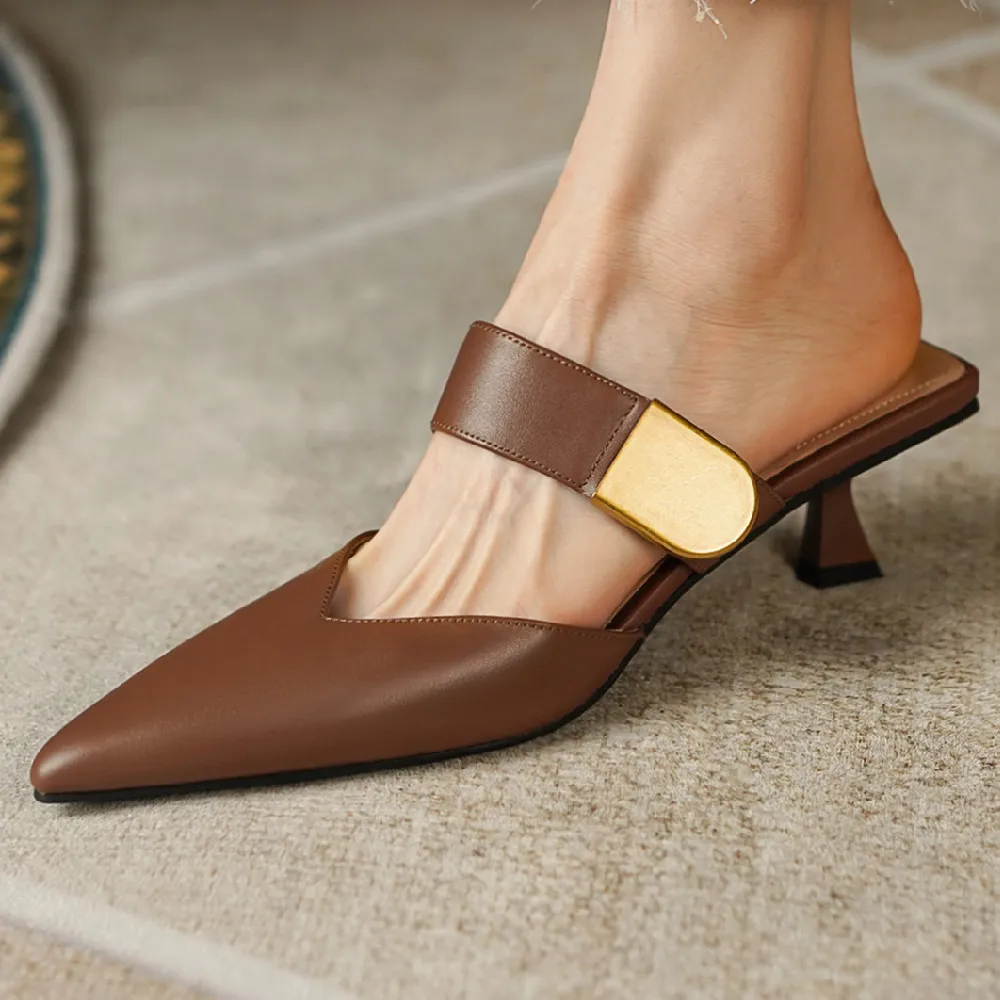 Women's genuine leather htin high heel pointed toe slip-on summer mules elegant ladies soft comfortable summer female sandals
Women's genuine leather htin high heel pointed toe slip-on summer mules elegant ladies soft comfortable summer female sandals