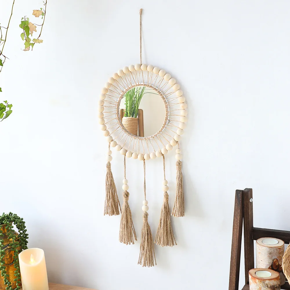 Hand-woven Tapestries Tassel Round Mirror Living Room Room Entrance Wall Hanging Decorative Mirror Wall Hanging Ornaments
Hand-woven Tapestries Tassel Round Mirror Living Room Room Entrance Wall Hanging Decorative Mirror Wall Hanging Ornaments