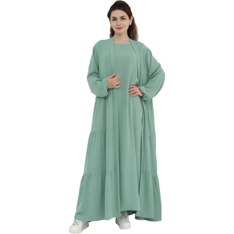 Two-Pieces Abaya for Women Muslim Robe with Belt Islamic Prayer Long Dress
Two-Pieces Abaya for Women Muslim Robe with Belt Islamic Prayer Long Dress