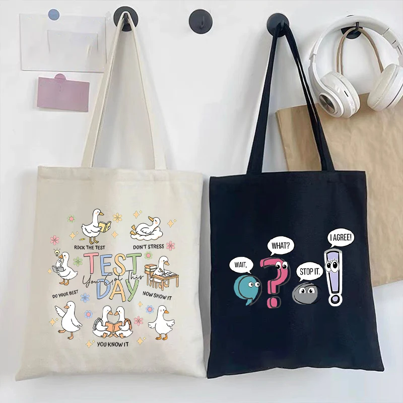 Cute Duck Test Day Print Canvas Shoulder Handbag Fun Grammar Teacher Gift Tote Bags Reusable Vintage Women Teacher Commuter Bag
Cute Duck Test Day Print Canvas Shoulder Handbag Fun Grammar Teacher Gift Tote Bags Reusable Vintage Women Teacher Commuter Bag