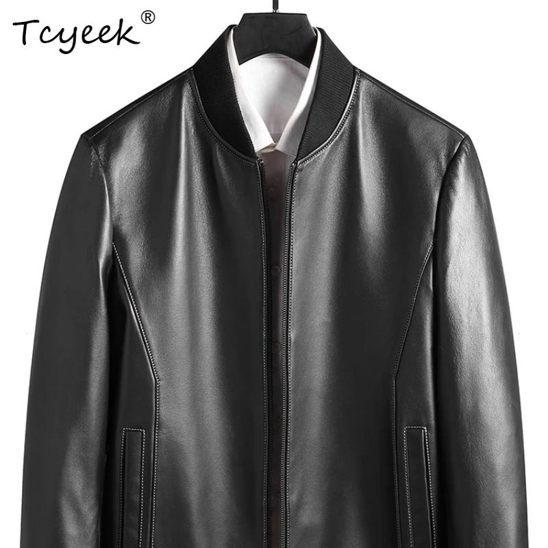 Tcyeek Sheepskin Autumn Leather Jacket Men's Short Jacket Thin Baseball Collar Youth Fashion Handsome Slim Fit Trendy Jacket
Tcyeek Sheepskin Autumn Leather Jacket Men's Short Jacket Thin Baseball Collar Youth Fashion Handsome Slim Fit Trendy Jacket