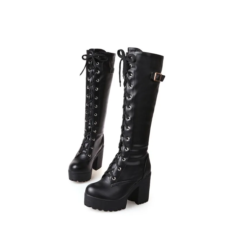 2026New Womens Boots Classic Round Head Thick Heeled Mid-calf Boots Fashion Knight Boot Lace-up Leather Boots Botas Largas Mujer
2026New Womens Boots Classic Round Head Thick Heeled Mid-calf Boots Fashion Knight Boot Lace-up Leather Boots Botas Largas Mujer